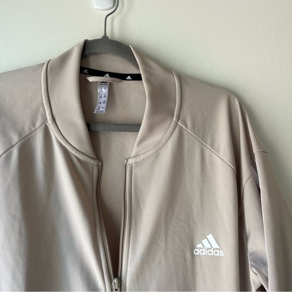 Adidas Women’s 2XL Beige Primegreen Full-Zip Track Jacket Neutral Athleisure - Picture 2 of 8